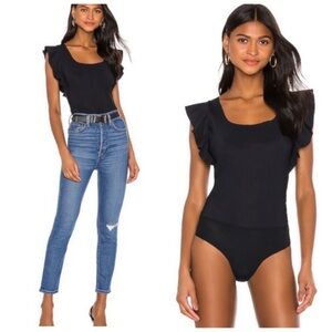 Commando Black Ruffle Sleeve Bodysuit